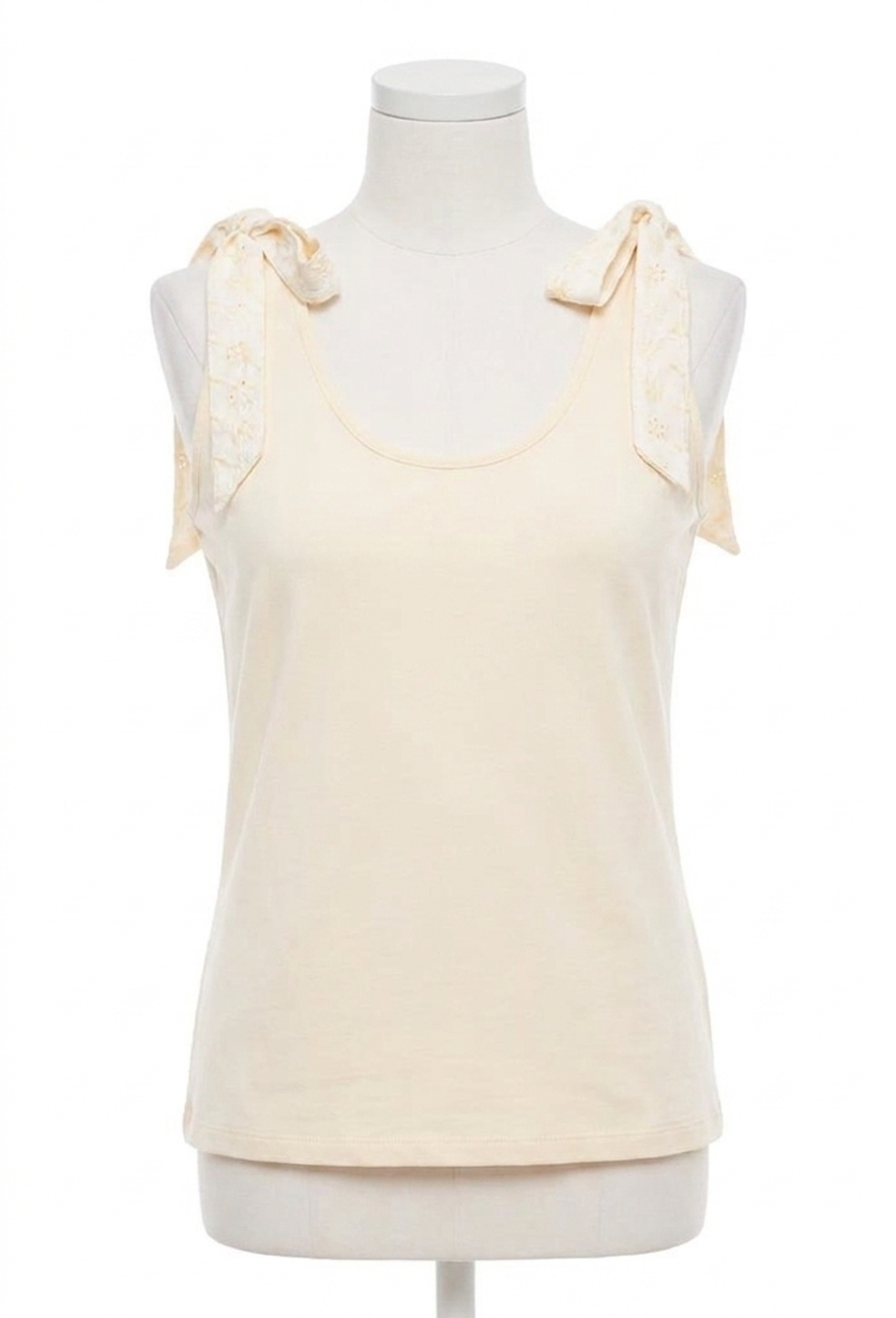 NEW STRUT & BOLT eyelet strap sleeveless top in french vanilla